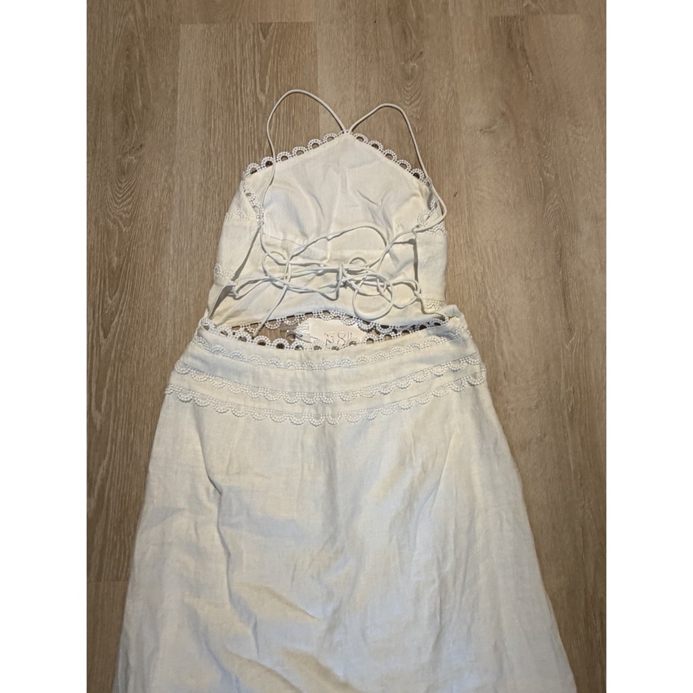 Zaco Australia White Linen Dress Runway Terra Beach Resort Halter Cutout Luxury - Picture 11 of 14